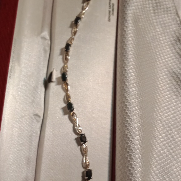 925 sterling silver genuine black sapphire bracelet - Picture 5 of 5